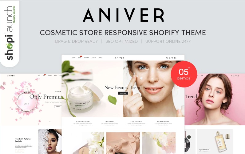 Aniver - Cosmetic Store Responsive Shopify Theme Template Monster
