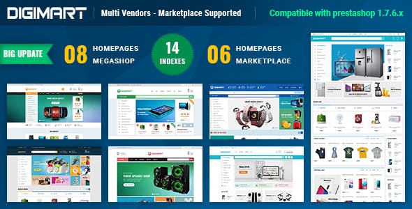 Digimart Multi Vendors - Marketplace PrestaShop Theme ( Compatible JA Marketplace )