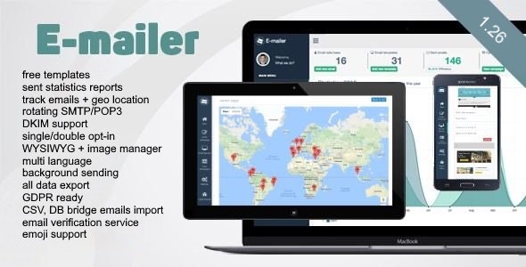 E-mailer - Newsletter - Mailing System with Analytics + GEO location