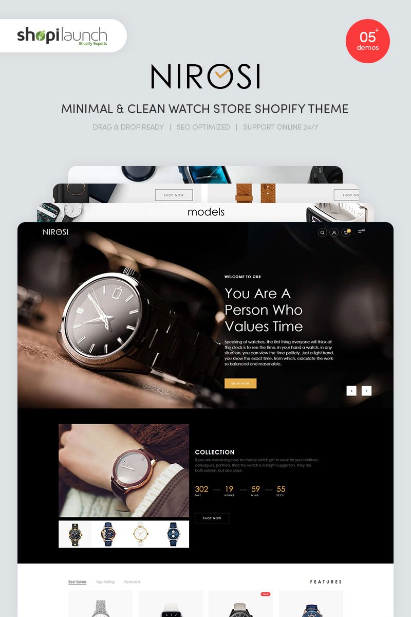Nirosi - Minimal - Clean Watch Store Shopify Theme