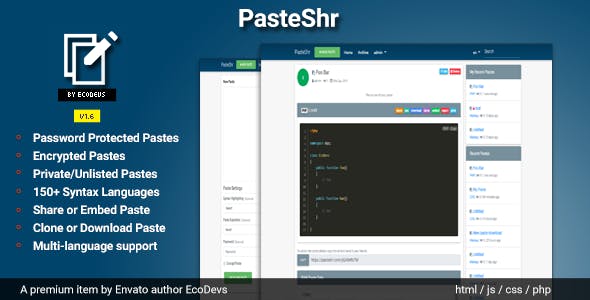 PasteShr - Text Hosting - Sharing Script