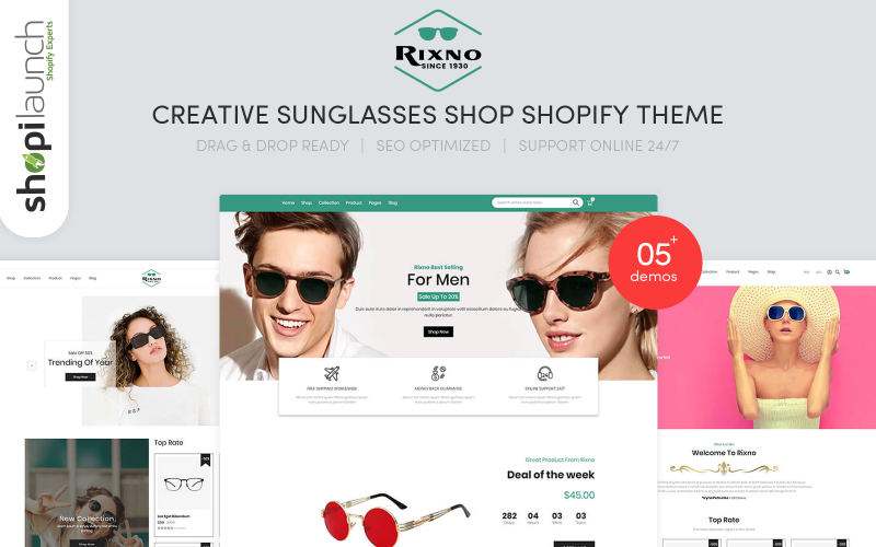 Rixno - Creative Sunglasses Shop Shopify Theme