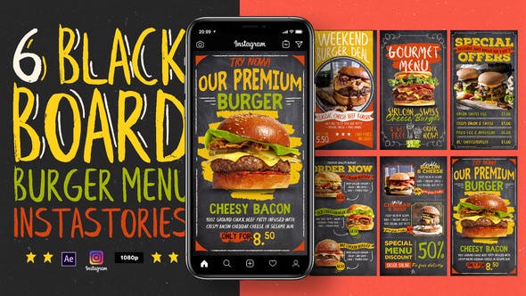 Blackboard Burger Menu Instagram Stories