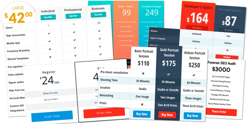 Easy Pricing Tables Premium Agency By Fatcatapps