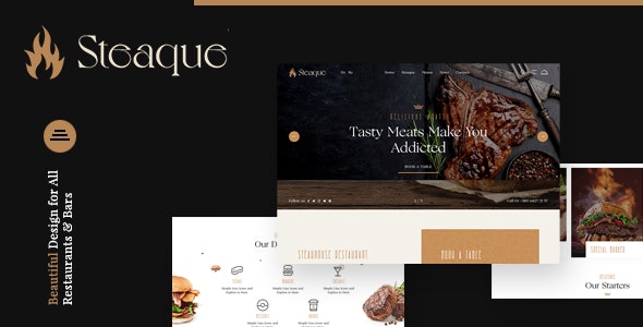 Steaque - Restaurant and Cocktail Bar WordPress Theme