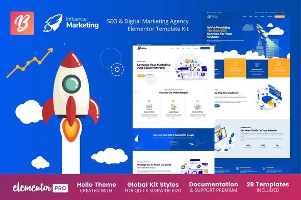 Influence Marketing - SEO - Digital Agency Elementor Template Kit