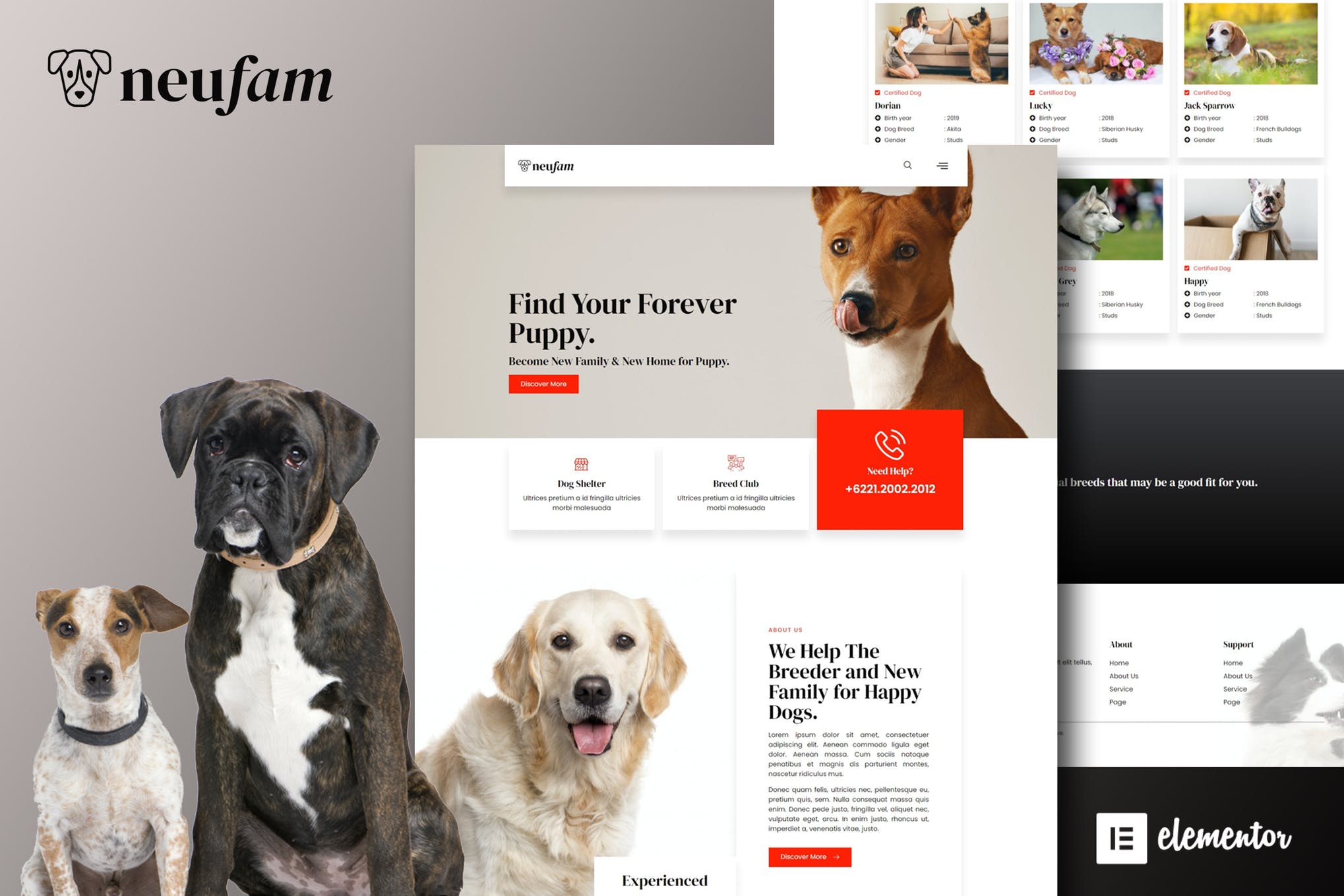 NeuFam - Dog Breeder - Kennel Club Elementor Template Kit