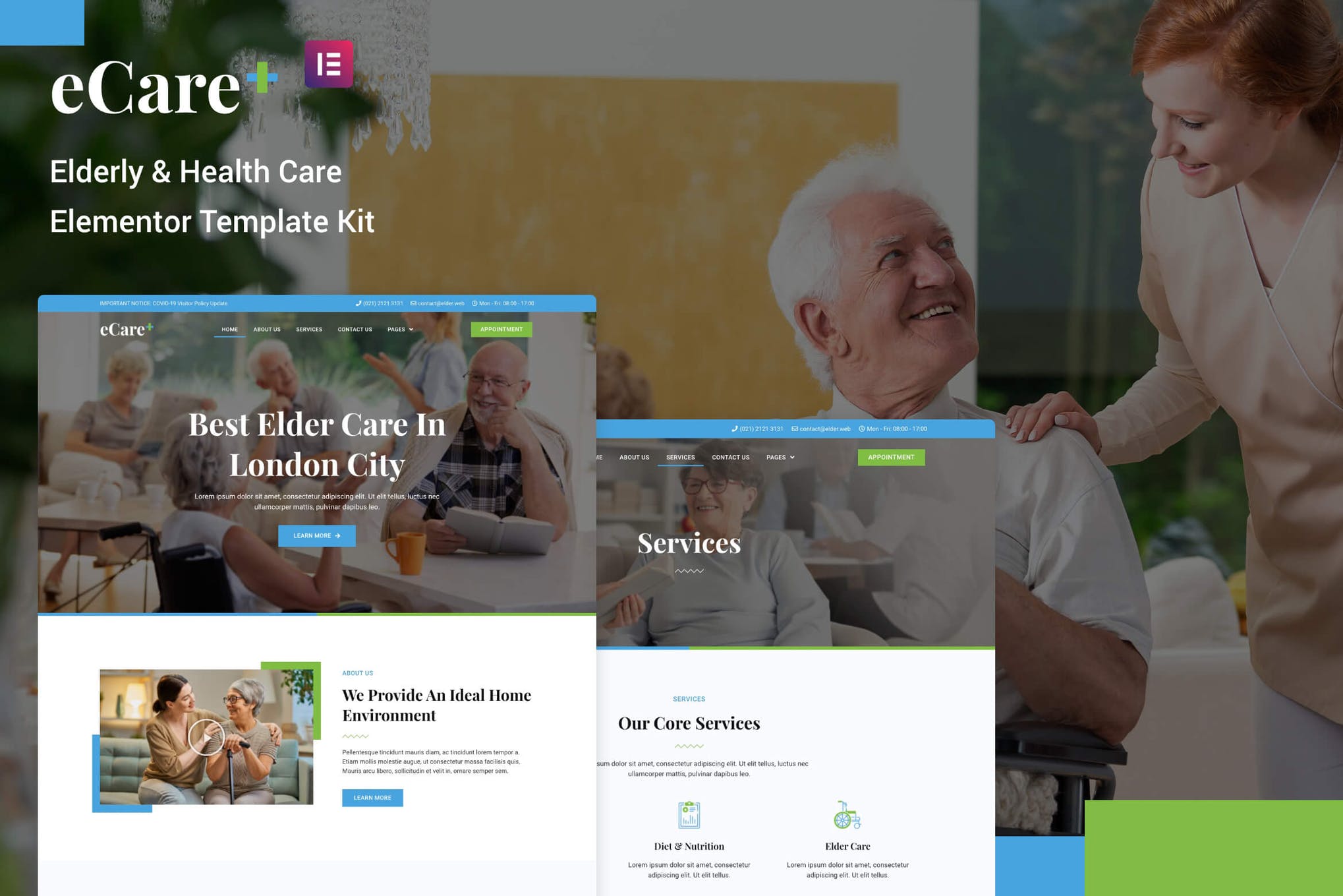 eCare - Elderly - Health Care Elementor Template Kit