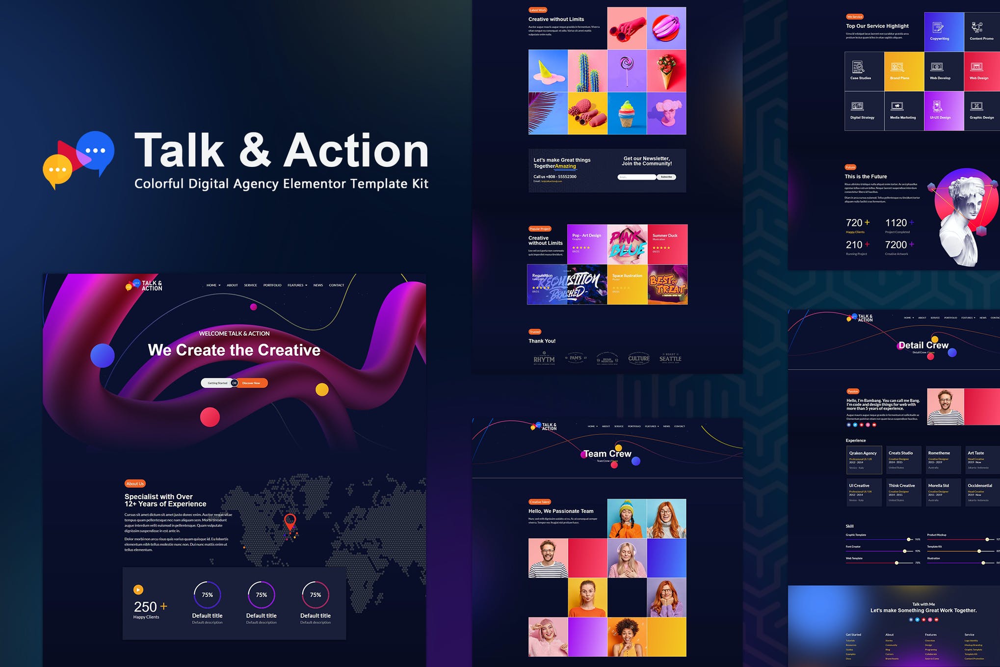Talk - Action - Colorful Digital Agency Elementor Template Kit