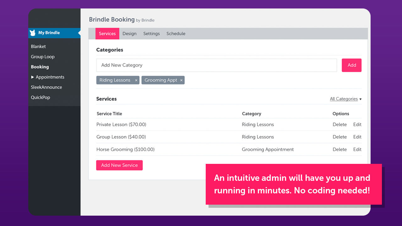Brindle Booking Appointments Plugin