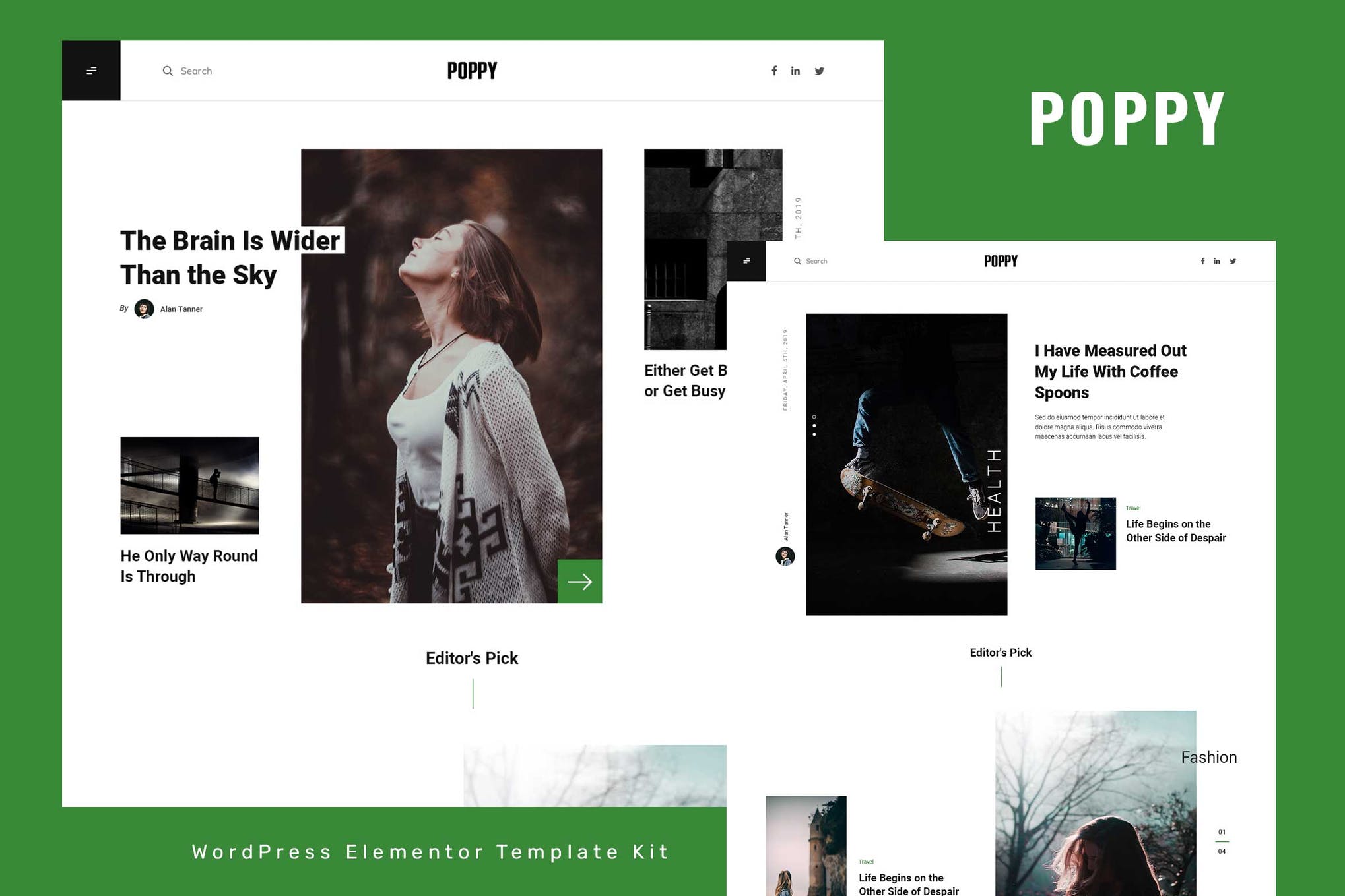 Poppy - Blog - Magazine Elementor Template Kit