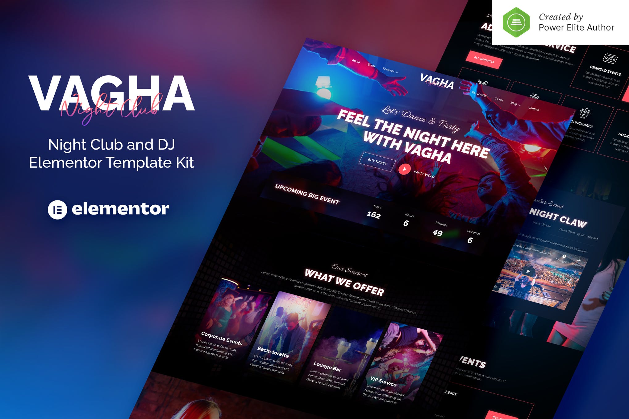 Vagha - Night Club - DJ Elementor Template Kit