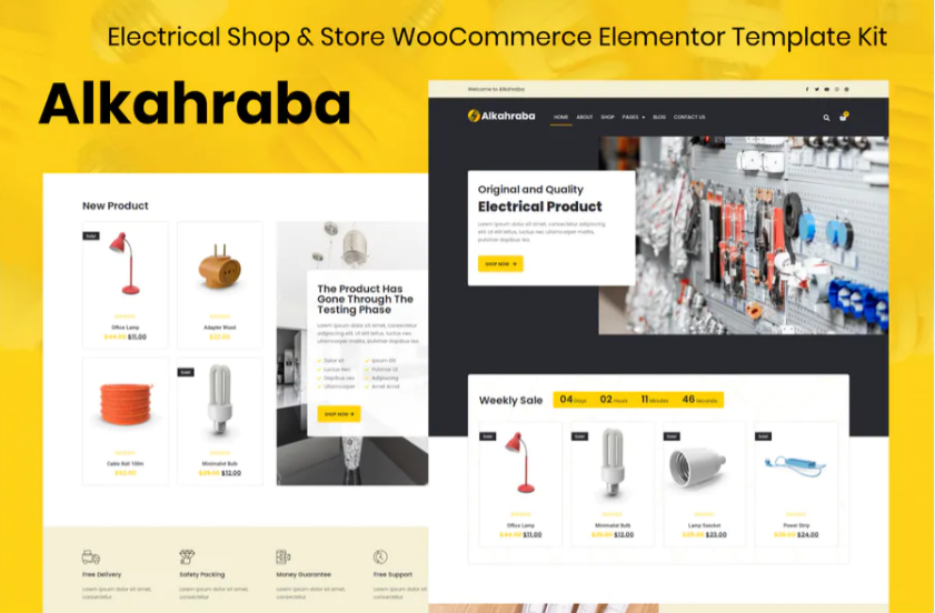 Alkahraba - Electrical Shop - WooCommerce Store Elementor Template Kit
