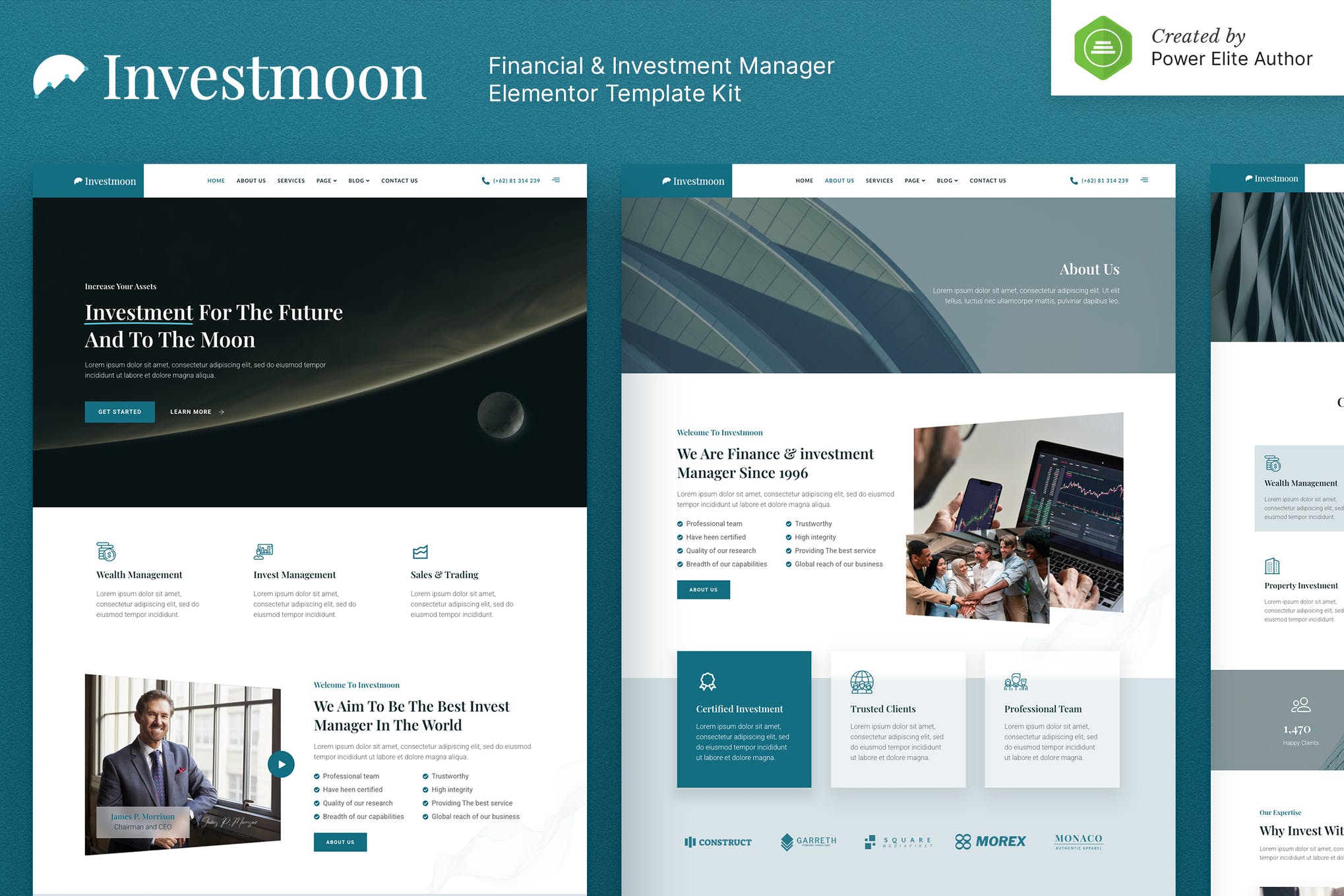 Investmoon - Finance - Investment Manager Elementor Template Kit