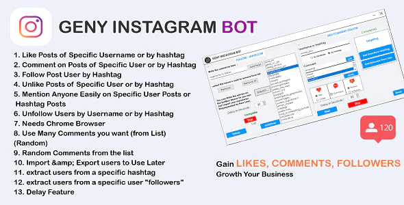 GENY instagram bot - Gain More Instagram Followers
