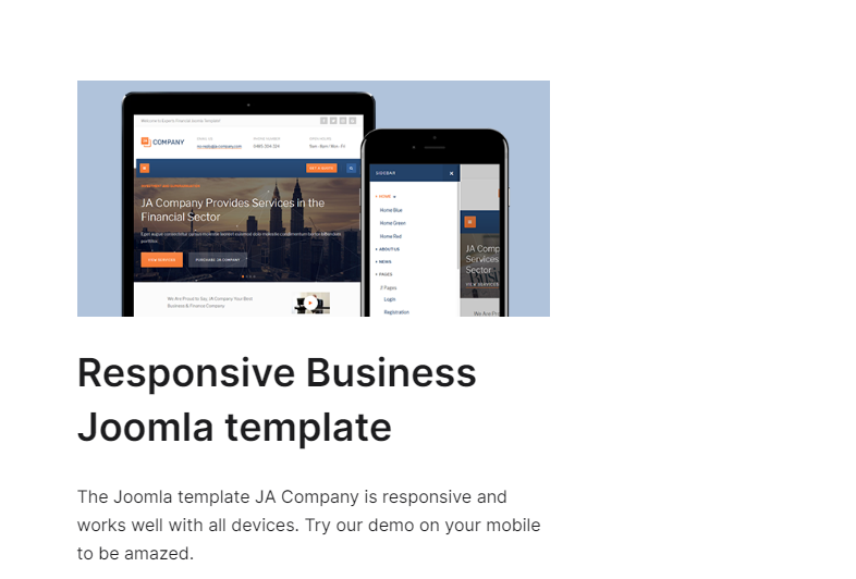JA Company - business template for the Joomla company