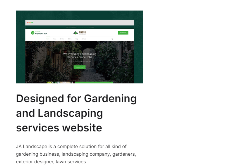 JA Landscape - gardening and landscaping Joomla