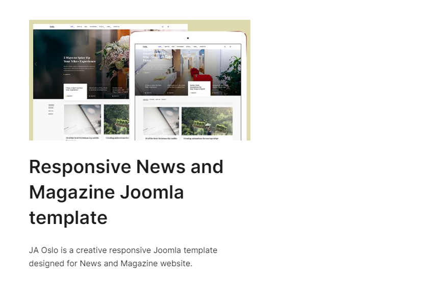 JA Oslo - news template for Joomla