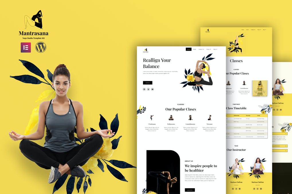 Mantrasana - Yoga Studio Elementor Template Kit