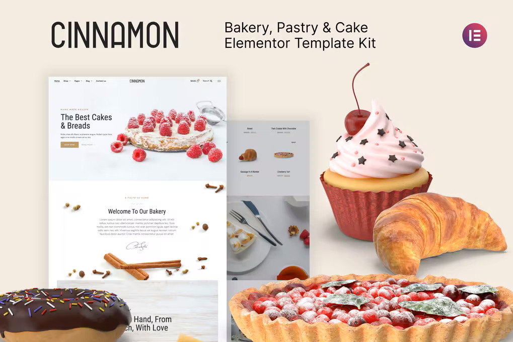 Cinnamon - Bakery - Pastry Shop Elementor Template Kit
