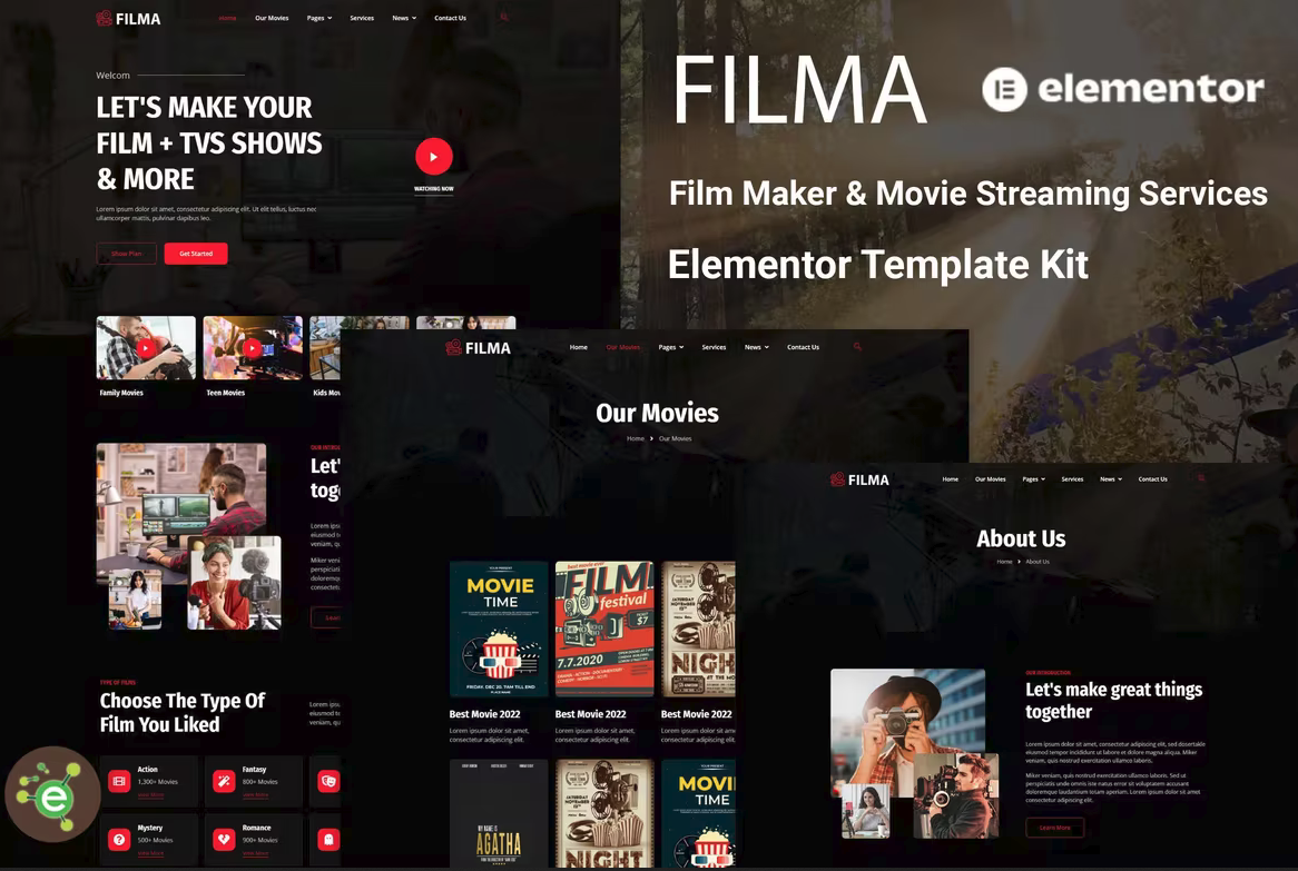Filma - Film Maker - Movie Streaming Services Elementor Template Kit