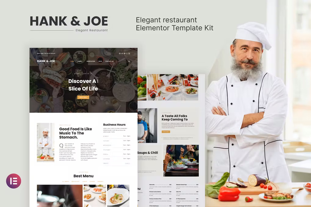 Hank - Joe - Elegant Restaurant Elementor Template Kit