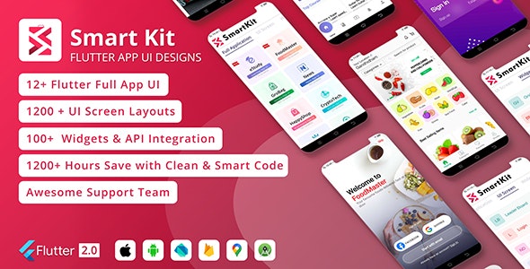SmartKit - Flutter Full UI kit | UI Component | Flutter Material Widget | Integration