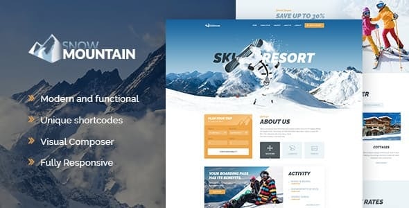 Snow Mountain - Ski Resort - Snowboard School WordPress Theme