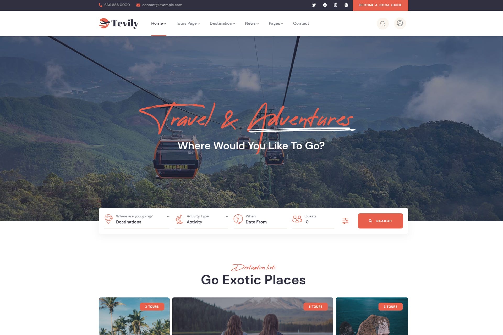 Tevily - Travel - Tour Booking WordPress Theme