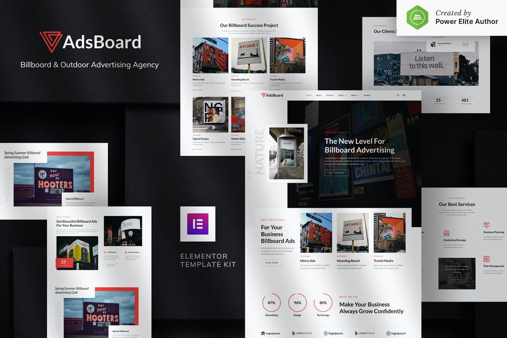 AdsBoard - Billboard - Outdoor Advertising Agency Elementor Template Kit
