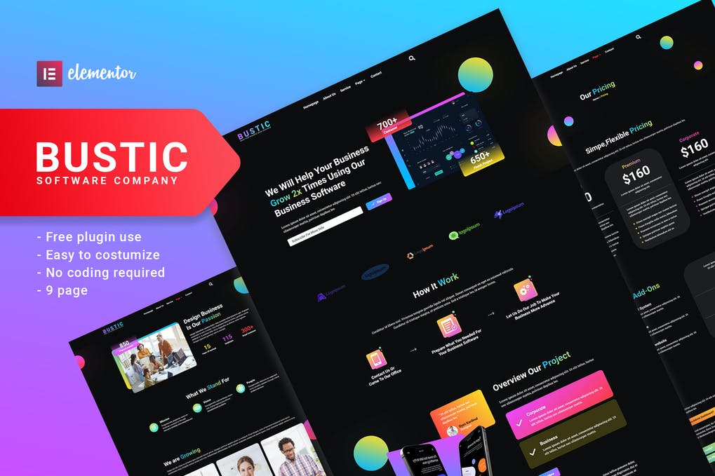 Bustic - Tech - Software Company Elementor Template kit
