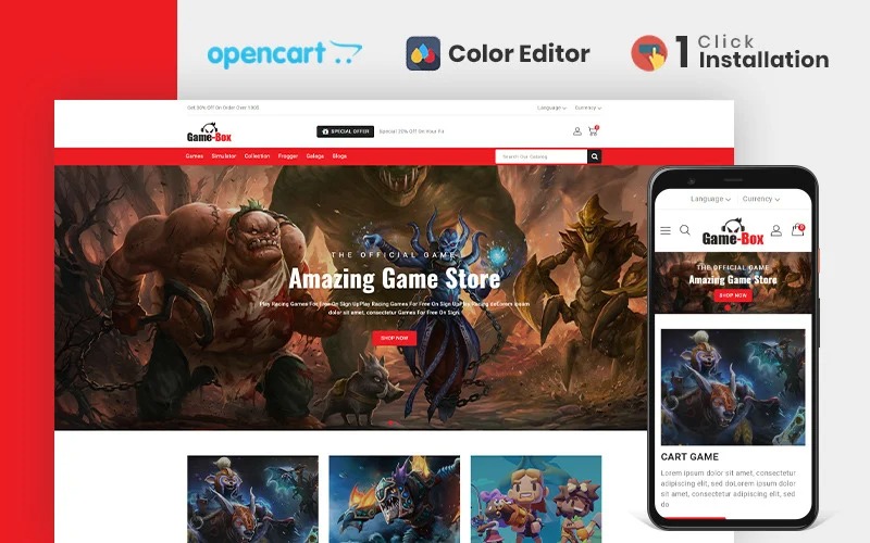 Gamebox Gaming Accessories Opencart Theme OpenCart Template