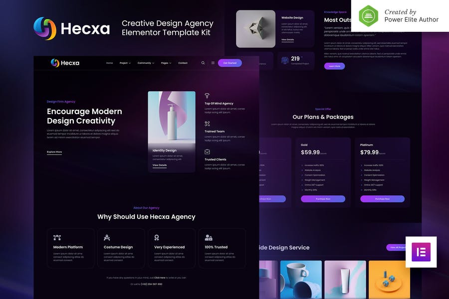 Hecxa - Creative Design Agency Elementor Template Kit