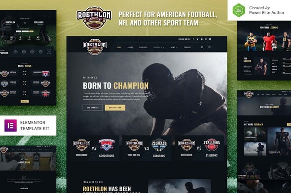 Roethlon - American Football - NFL Elementor Template Kit