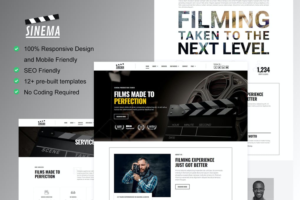 Sinema - Film Maker - Movie Studio Elementor Template Kit