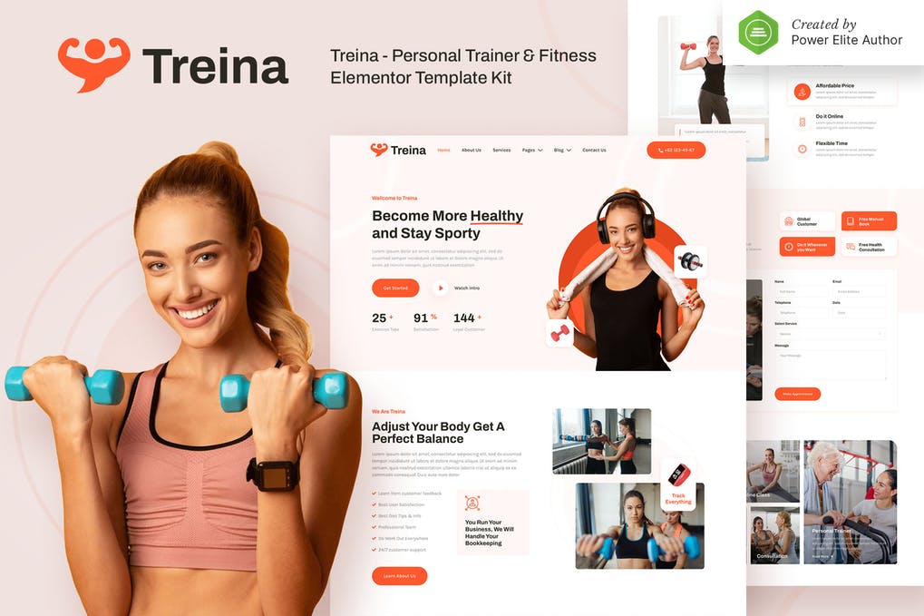 Treina - Personal Trainer - Fitness Elementor Template Kit