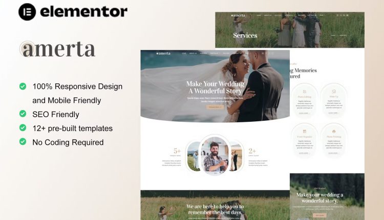 Amerta - Wedding Photography Service Elementor Template Kit