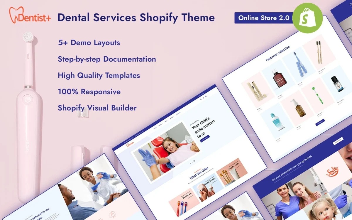 Dentist plus Dental Care - Services Shopify Theme