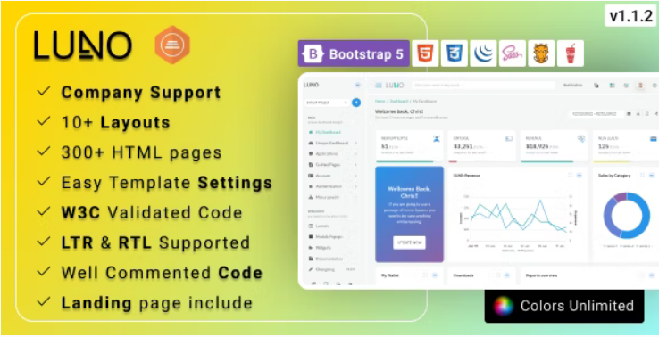 LUNO Bootstrap Responsive Admin Template - Webapp UI Kit