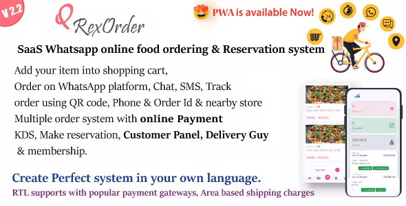 QrexOrder SaaS QR Multiple Restaurants / WhatsApp Online ordering / Reservation system [Extended Version]