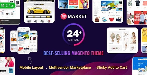 Market - Multistore Responsive Magento Theme with Mobile-Specific Layout (HomePages)