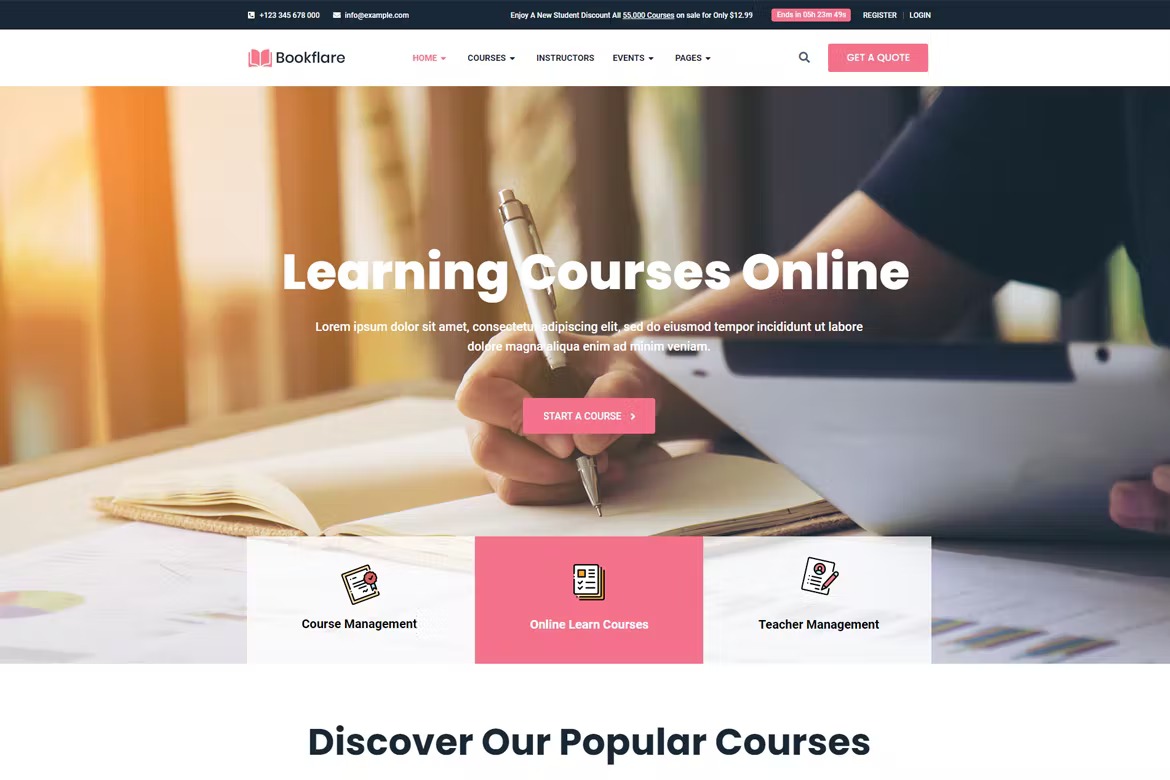 Bookflare Modern Education - Online Learning Elementor Template Kit