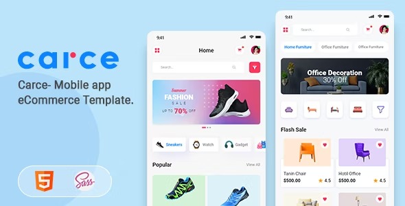 Carce Mobile app eCommerce Template