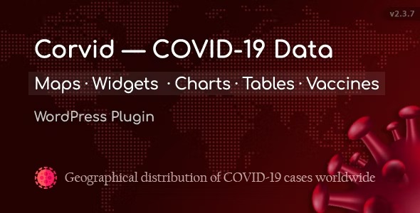 Corvid Covid - data Maps - Widgets for WordPress