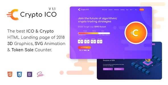 Crypto ICO Cryptocurrency Website Landing Page HTML Template