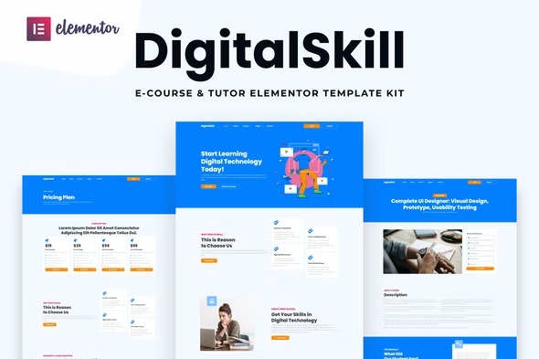DigitalSkill E-course - Online Tutorials Elementor Pro Template Kit