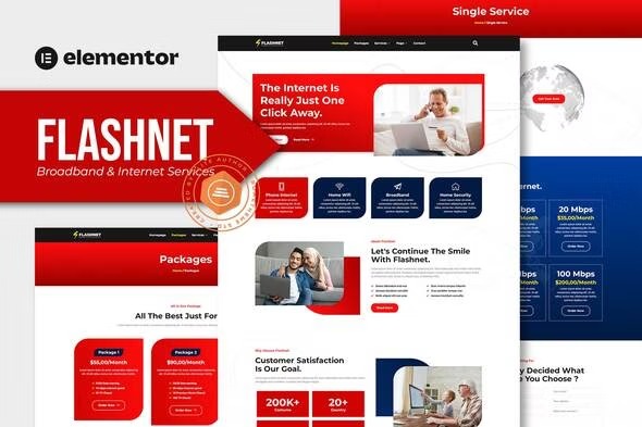 Flashnet Broadband - Telecom Internet Provider Elementor Template kit