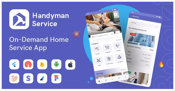 Handyman Service - Flutter On-Demand Home Services App with Complete Solution