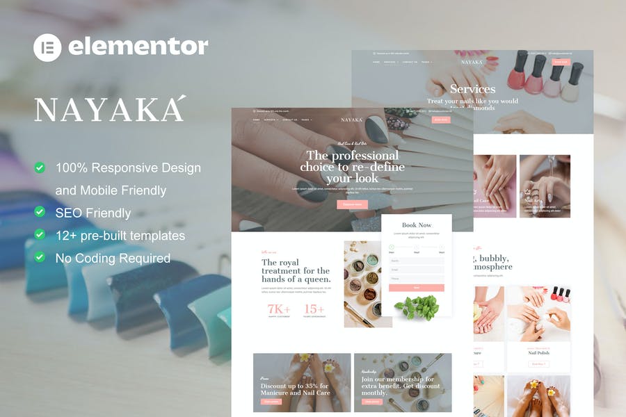 Nayaka - Nail Salon & Beauty Care Elementor Template Kit