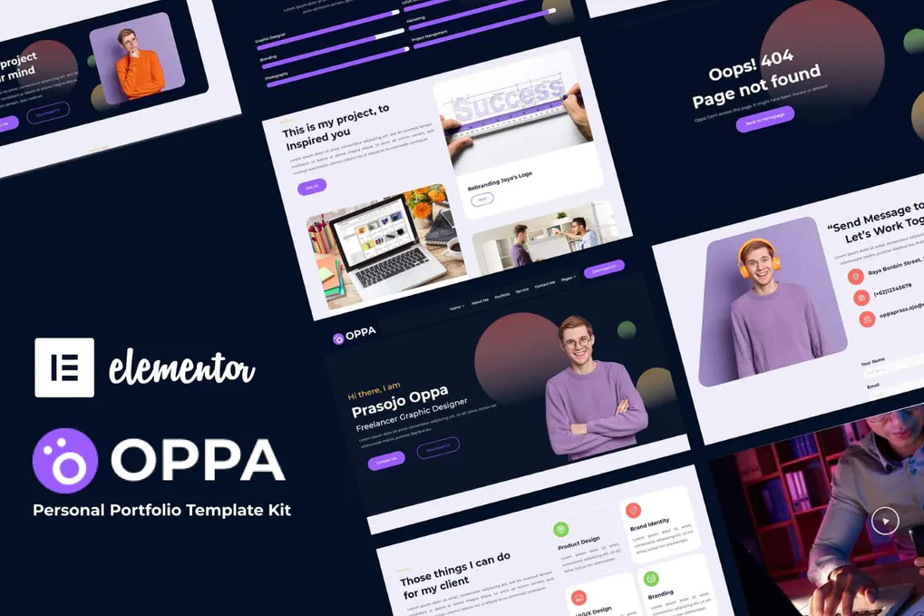 Oppa - Elementor Personal Portfolio Template Kit